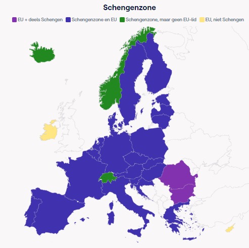 kaart vernieuwde Schengenzone